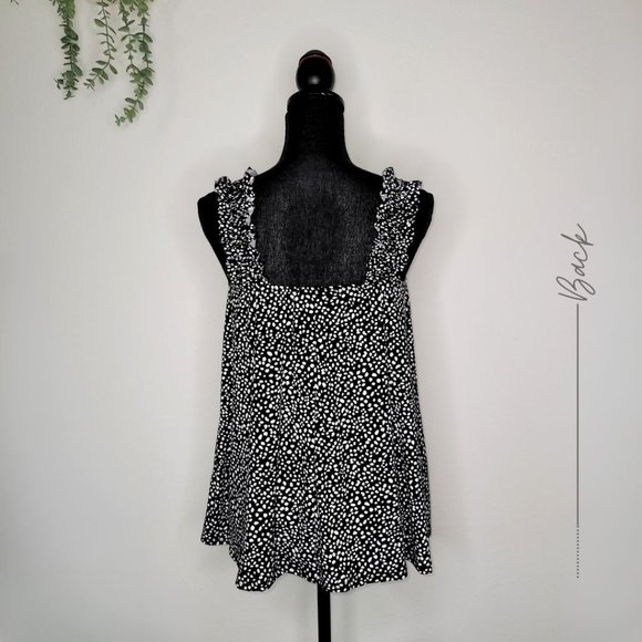 BLACK POLKA DOT RUFFLE TANK TOP FOR WOMEN - Picture 3 of 7